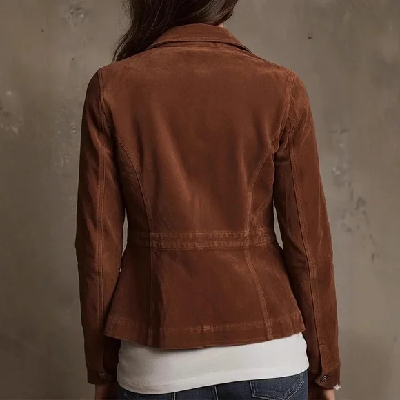 Slim fit Chic Faux Suede Shacket. - Picture 3 of 9